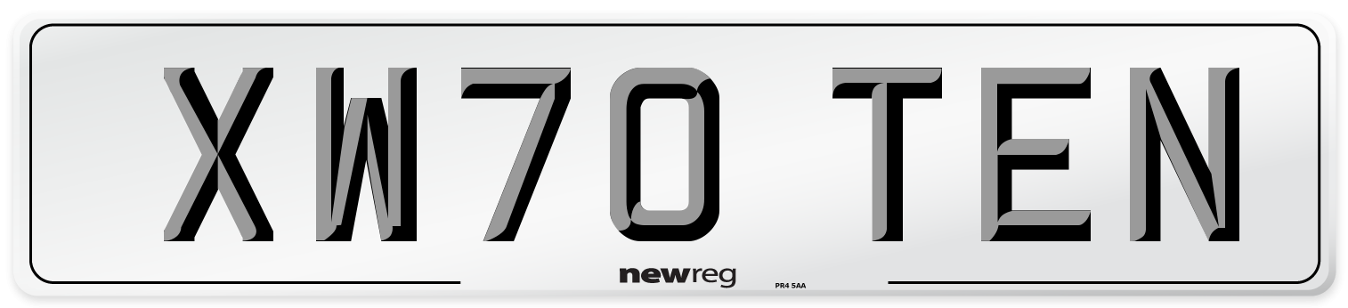 XW70 TEN Number Plate from New Reg